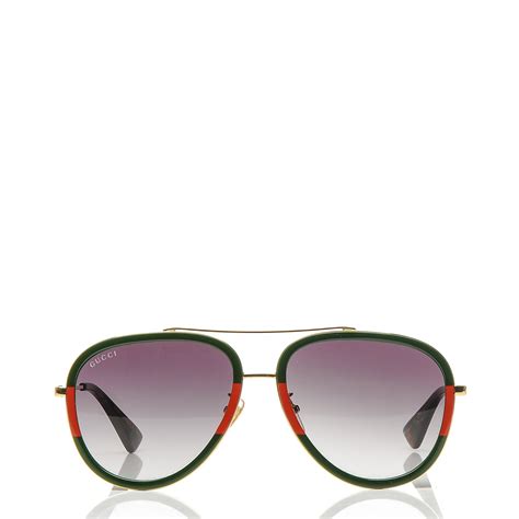 gucci wellington green|Gucci Web Aviator Sunglasses, Green/Red/Green .